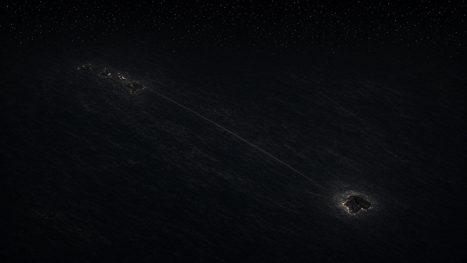 Generated interpretation of a night Pacific crossing from Hawaiʻi toward Tahiti. Not a photograph of 1976.
